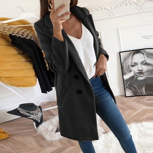 2019 new Overcoats 2019 Autumn Winter Long Sleeve Lapel sweater Women Plus Size XXXL Casual Oversize Outwear Jackets Coat -85 - foodandtravelers