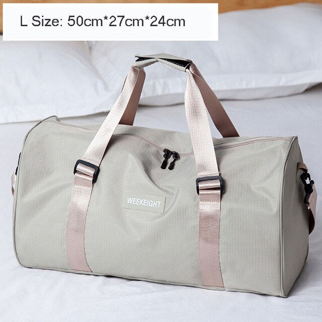 Large Capacity Women's Travel Bag Foldable Men's Trip Duffle Bag Waterproof Oxford Cloth Luggage Handbag Shoulder Crossbody Tote - foodandtravelers