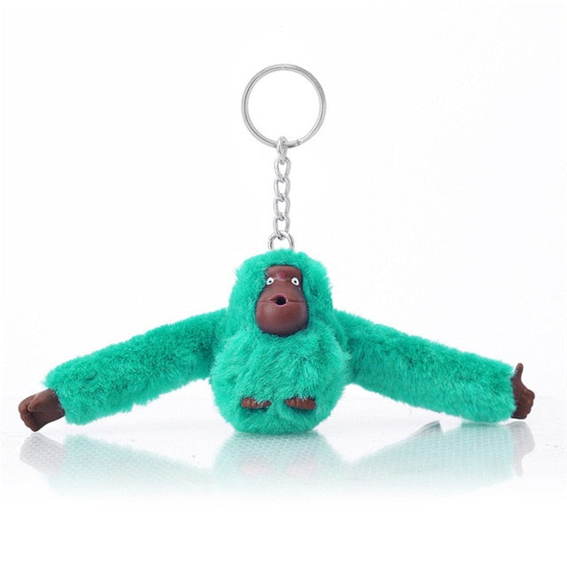 Fashion Faux Fur Plush Toy Monkey Key Chain Ring Women Bag Charms Pom Keychain Silver Man Car Keyring Jewelry Trinket Party Gift - foodandtravelers