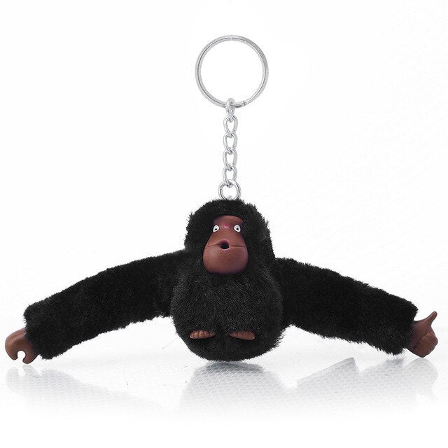 Fashion Faux Fur Plush Toy Monkey Key Chain Ring Women Bag Charms Pom Keychain Silver Man Car Keyring Jewelry Trinket Party Gift - foodandtravelers