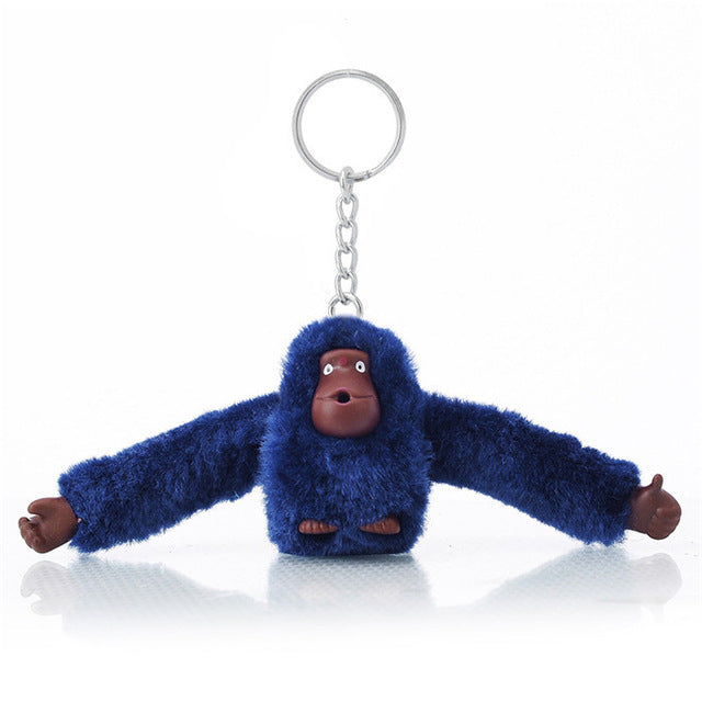 Fashion Faux Fur Plush Toy Monkey Key Chain Ring Women Bag Charms Pom Keychain Silver Man Car Keyring Jewelry Trinket Party Gift - foodandtravelers