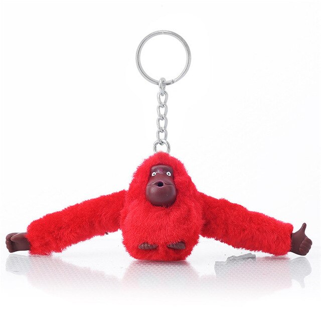 Fashion Faux Fur Plush Toy Monkey Key Chain Ring Women Bag Charms Pom Keychain Silver Man Car Keyring Jewelry Trinket Party Gift - foodandtravelers