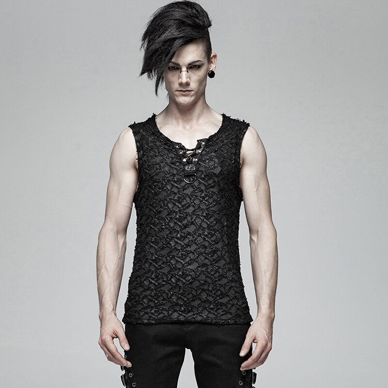 PUNK RAVE Men Punk Vest Slim Fit Sleeveless Streetwear Cool Summer Party Personality Tank Tops - foodandtravelers