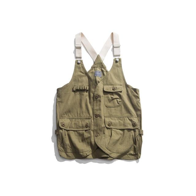 2019 Summer New Fashion Harajuku Couple Loose Japanese Tooling Washed Multi-pocket Strap Solid Color American Retro Vest - foodandtravelers