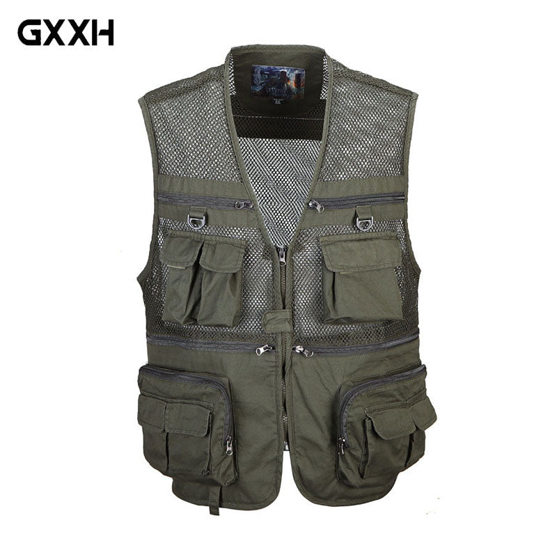 2019 New Summer Travel Vest Mesh Vest XL-XXL XXXL Photographer Vest Many Pocket Wholesale Vest Camouflage/Army green - foodandtravelers