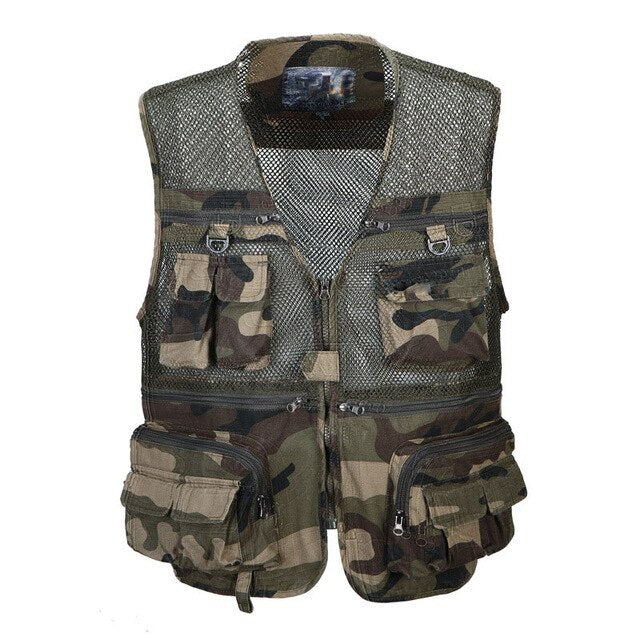 2019 New Summer Travel Vest Mesh Vest XL-XXL XXXL Photographer Vest Many Pocket Wholesale Vest Camouflage/Army green - foodandtravelers