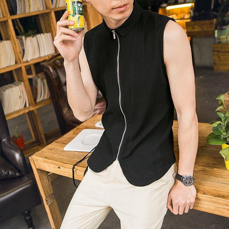 2016 Male sleeveless vest personalized solid color casual vest  slim kaross male summer linen outerwear - foodandtravelers