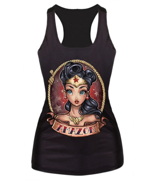 New women summer 3d vests The Little Mermaid vest Ariel Sailor Moon Cartoon print camisole Sexy fashion punk tank tops - foodandtravelers