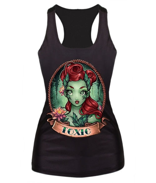 New women summer 3d vests The Little Mermaid vest Ariel Sailor Moon Cartoon print camisole Sexy fashion punk tank tops - foodandtravelers