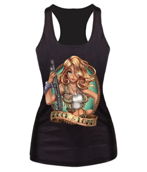 New women summer 3d vests The Little Mermaid vest Ariel Sailor Moon Cartoon print camisole Sexy fashion punk tank tops - foodandtravelers