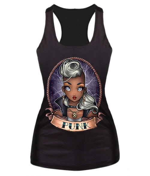 New women summer 3d vests The Little Mermaid vest Ariel Sailor Moon Cartoon print camisole Sexy fashion punk tank tops - foodandtravelers