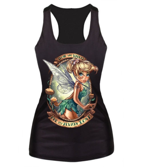 New women summer 3d vests The Little Mermaid vest Ariel Sailor Moon Cartoon print camisole Sexy fashion punk tank tops - foodandtravelers