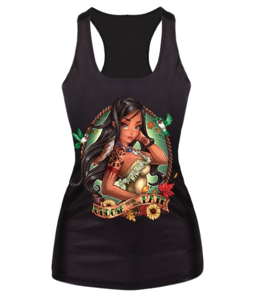 New women summer 3d vests The Little Mermaid vest Ariel Sailor Moon Cartoon print camisole Sexy fashion punk tank tops - foodandtravelers