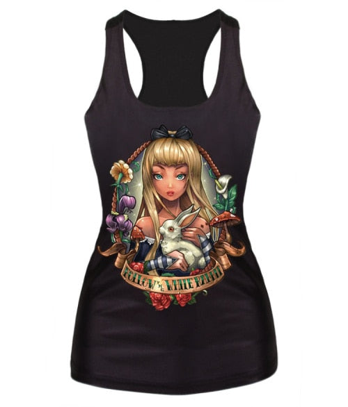 New women summer 3d vests The Little Mermaid vest Ariel Sailor Moon Cartoon print camisole Sexy fashion punk tank tops - foodandtravelers