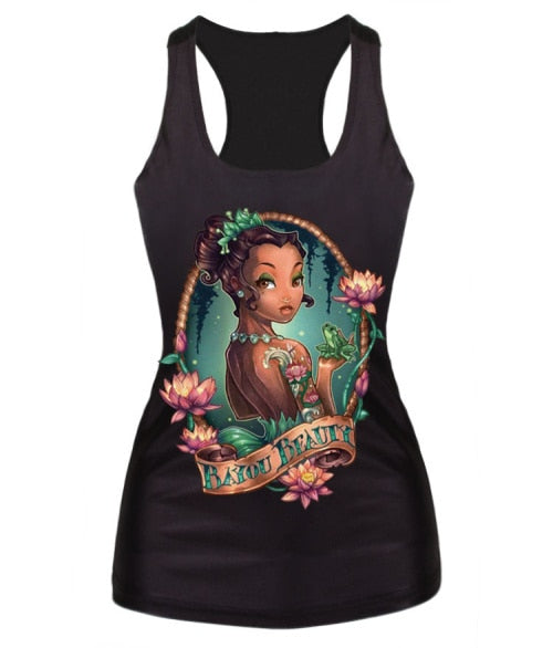 New women summer 3d vests The Little Mermaid vest Ariel Sailor Moon Cartoon print camisole Sexy fashion punk tank tops - foodandtravelers