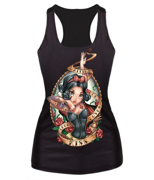 New women summer 3d vests The Little Mermaid vest Ariel Sailor Moon Cartoon print camisole Sexy fashion punk tank tops - foodandtravelers