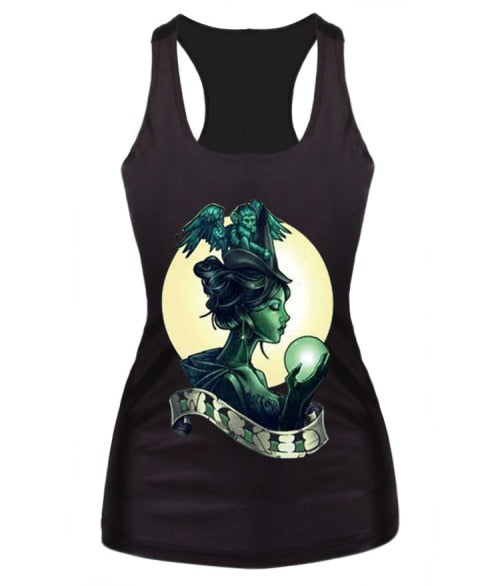 New women summer 3d vests The Little Mermaid vest Ariel Sailor Moon Cartoon print camisole Sexy fashion punk tank tops - foodandtravelers