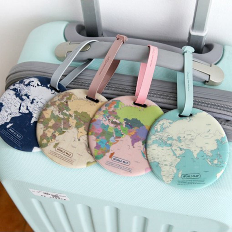 Fashion Map Luggage Tag Women Travel Accessories Silica Gel Suitcase ID Address Holder Baggage Boarding Tag Portable Label Bag - foodandtravelers