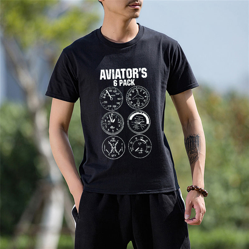 Short Sleeve Tshirt Fashion Summer Style Men Clothes Aviator Six Pack Pilot Travel Vacation Flight Print Cotton T Shirt Men