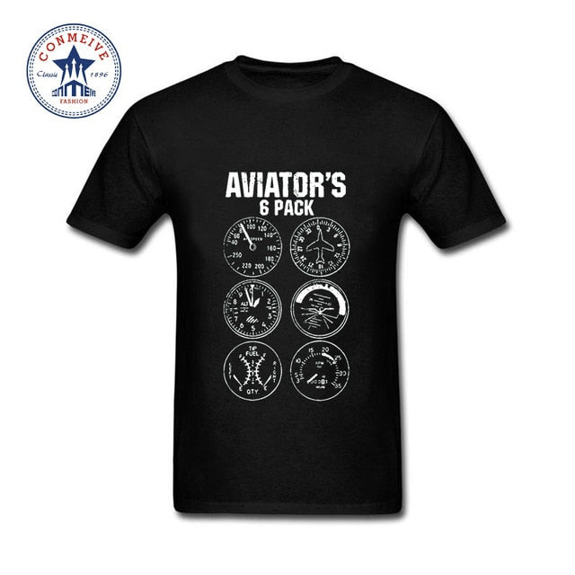 Short Sleeve Tshirt Fashion Summer Style Men Clothes Aviator Six Pack Pilot Travel Vacation Flight Print Cotton T Shirt Men