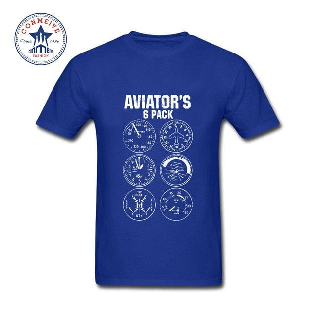 Short Sleeve Tshirt Fashion Summer Style Men Clothes Aviator Six Pack Pilot Travel Vacation Flight Print Cotton T Shirt Men