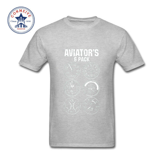 Short Sleeve Tshirt Fashion Summer Style Men Clothes Aviator Six Pack Pilot Travel Vacation Flight Print Cotton T Shirt Men