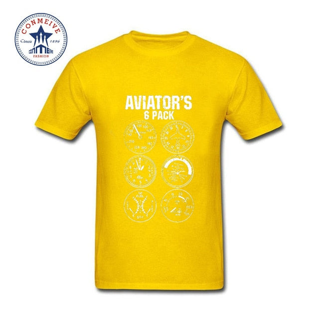 Short Sleeve Tshirt Fashion Summer Style Men Clothes Aviator Six Pack Pilot Travel Vacation Flight Print Cotton T Shirt Men