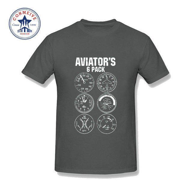 Short Sleeve Tshirt Fashion Summer Style Men Clothes Aviator Six Pack Pilot Travel Vacation Flight Print Cotton T Shirt Men