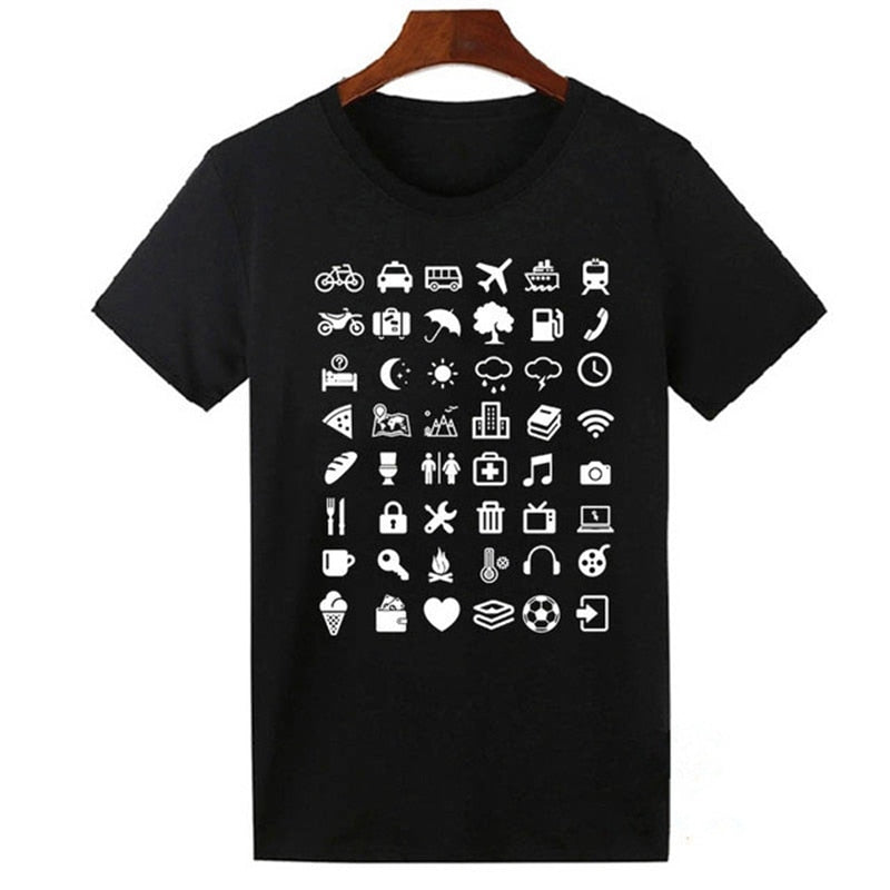 Travel Icon T-Shirt Men Women Summer Traveller Backpacking Global World Iconspeak Tops Tee Shirt Tshirt Cotton Funny T Shirts