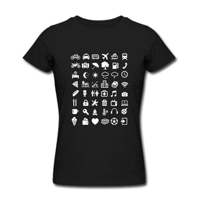 Travel Icon T-Shirt Men Women Summer Traveller Backpacking Global World Iconspeak Tops Tee Shirt Tshirt Cotton Funny T Shirts