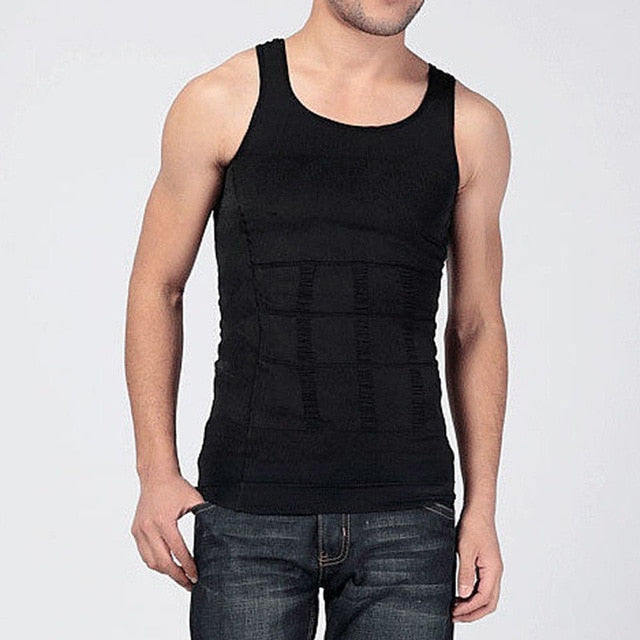 Men Shapers Summer Solid Sleeveless Firm Tummy Belly Buster Vest Control Slimming Body Shaper Underwear Shirt - foodandtravelers