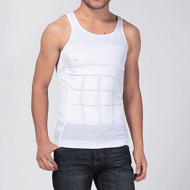 Men Shapers Summer Solid Sleeveless Firm Tummy Belly Buster Vest Control Slimming Body Shaper Underwear Shirt - foodandtravelers