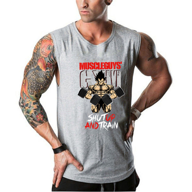 Fitness Dragon ball Tank Top Men Bodybuilding Clothing Gyms Stringer Vests Mens Sleeveless Shirt Cotton Singlets Muscle Tops - foodandtravelers