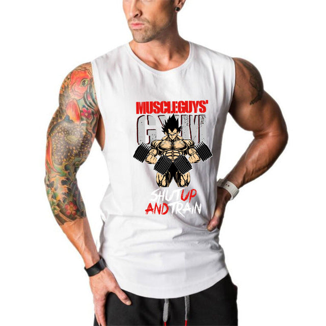 Fitness Dragon ball Tank Top Men Bodybuilding Clothing Gyms Stringer Vests Mens Sleeveless Shirt Cotton Singlets Muscle Tops - foodandtravelers