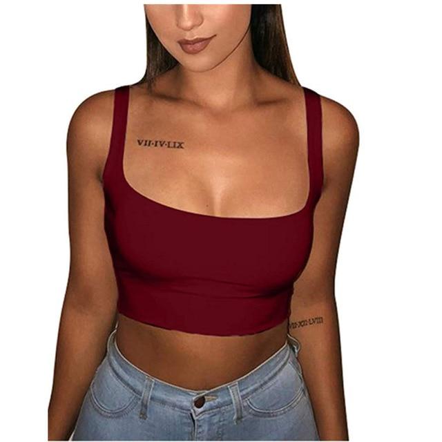 Women Tank Vest Crop Top T-Shirt Summer Beach Sexy Clubwear Sleeveless Sports Top