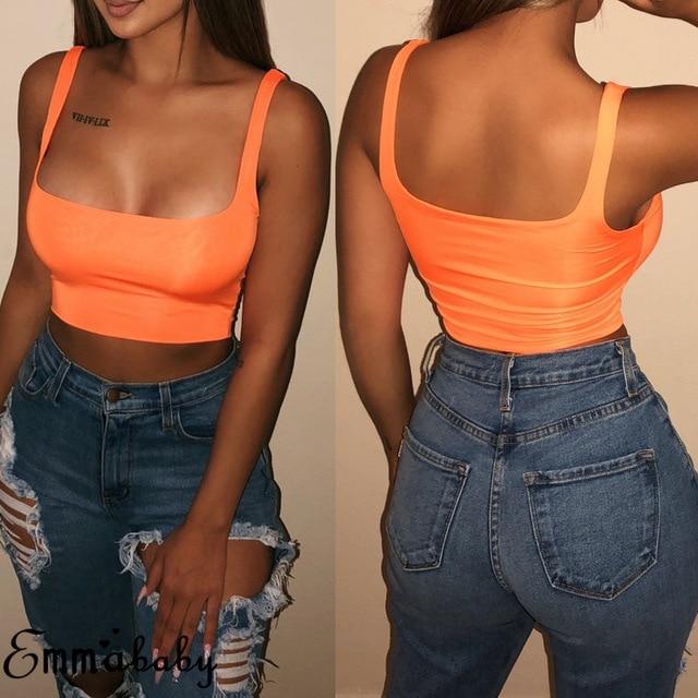 Women Tank Vest Crop Top T-Shirt Summer Beach Sexy Clubwear Sleeveless Sports Top