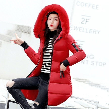 Winter Jacket Women 2019  Fashion  Fur Hooded Quilted winter coat women Warm Down Cotton Parka female jackets Plus Size YG228