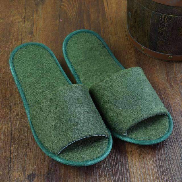 1 pair Foldable Home Hotel Breathable  Slippers SPA Travel Salon Wear With Storage Cotton Cloth Travel Accessories - foodandtravelers