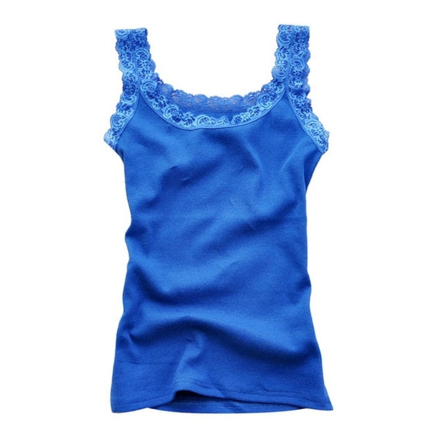 2019 Women Girl Summer Sexy Lace Tank Tops Sleeveless Bodycon Temperament T-shirt Vest Fashion Camisole Top - foodandtravelers