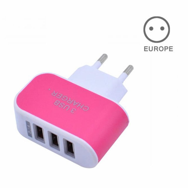 EU/US Plug Charger Station 3 Port USB Charge Charger Travel AC Power Chargers Adapter For Travel Accessories - foodandtravelers