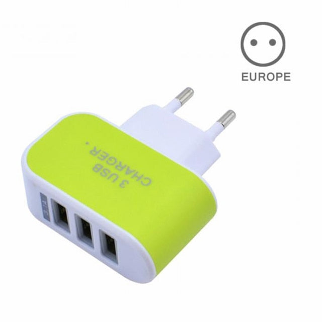 EU/US Plug Charger Station 3 Port USB Charge Charger Travel AC Power Chargers Adapter For Travel Accessories - foodandtravelers