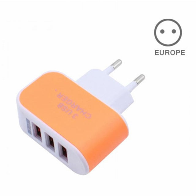 EU/US Plug Charger Station 3 Port USB Charge Charger Travel AC Power Chargers Adapter For Travel Accessories - foodandtravelers