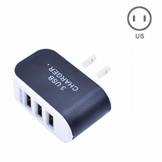 EU/US Plug Charger Station 3 Port USB Charge Charger Travel AC Power Chargers Adapter For Travel Accessories - foodandtravelers