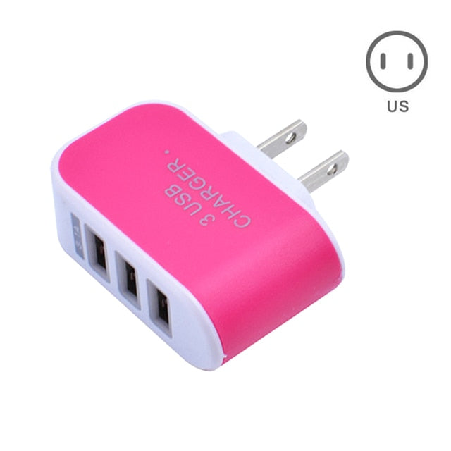 EU/US Plug Charger Station 3 Port USB Charge Charger Travel AC Power Chargers Adapter For Travel Accessories - foodandtravelers