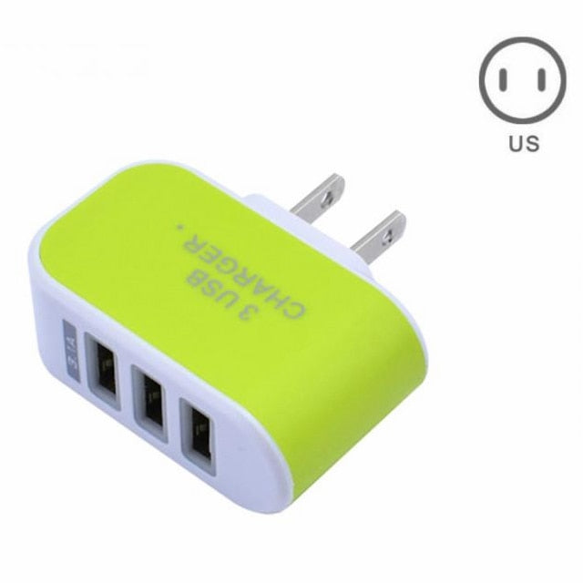 EU/US Plug Charger Station 3 Port USB Charge Charger Travel AC Power Chargers Adapter For Travel Accessories - foodandtravelers