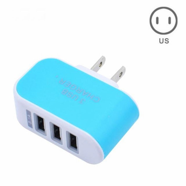 EU/US Plug Charger Station 3 Port USB Charge Charger Travel AC Power Chargers Adapter For Travel Accessories - foodandtravelers