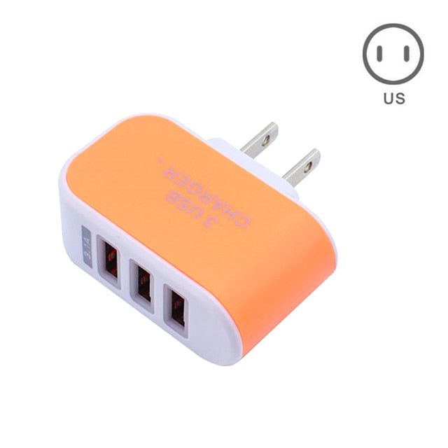 EU/US Plug Charger Station 3 Port USB Charge Charger Travel AC Power Chargers Adapter For Travel Accessories - foodandtravelers