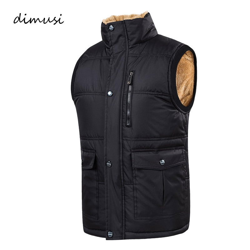 DIMUSI Autumn Winter Men Vest Male Cotton Thick Warm Waistcoat Fleece Thermal Soft Vests Mens Windproof Sleeveless Jacket 7XL - foodandtravelers