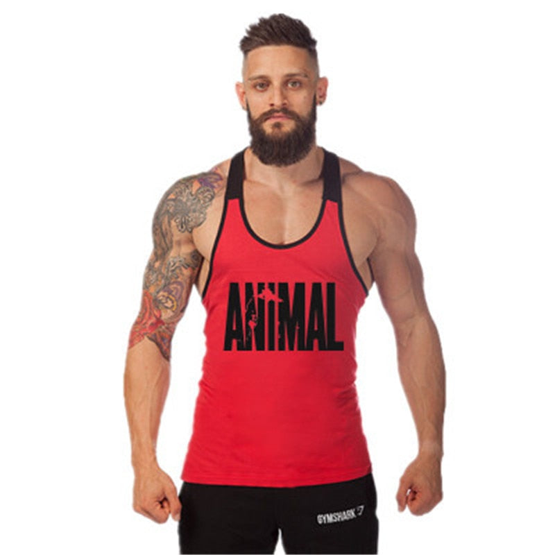 New Printed Animal Letter Gyms 2018 Mens Tank Tops Sleeveless Tanktops Bodybuilding Fitness Men's Gyms Singlets Workout Clothes - foodandtravelers