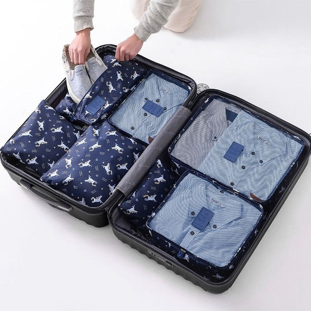 RUPUTIN 7Pcs/set Trip Luggage Organizer Clothes Finishing Kit Storage Bag Cosmetic toiletrie Storage Bag Home Travel Accessories